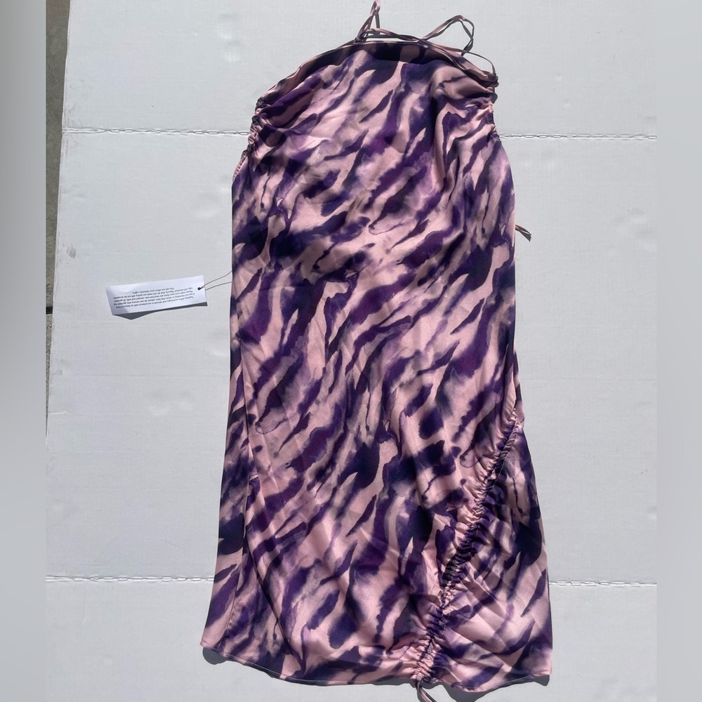 Topshop Purple Animal Print Ruched Mini Dress | US 8 | NWT - Picture 4 of 7